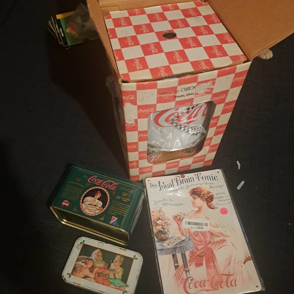 NIB! Coca Cola VINTAGE GOODS-IceBucket & 4 Tumblers-TIN Collector Cards-More - Picture 2 of 9
